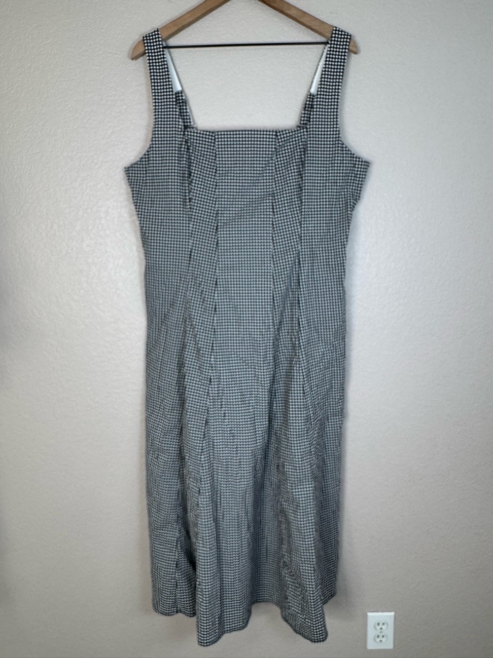 Abercrombie & Fitch Mila Stretch Midi Dress in Black White Gingham XXLP $110 - Picture 7 of 15